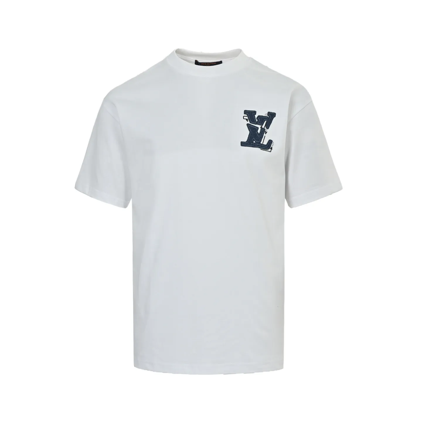 Louis Vuitton/Louis Vuitton 26ss denim patch presbyopic letter embroidered short sleeves